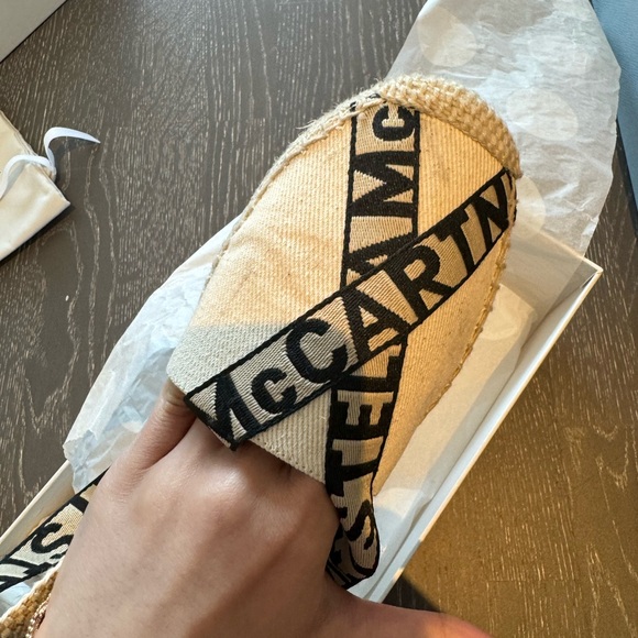 Stella McCartney Gaia Logo Ankle Wrap Espadrille Flats - Picture 6 of 8